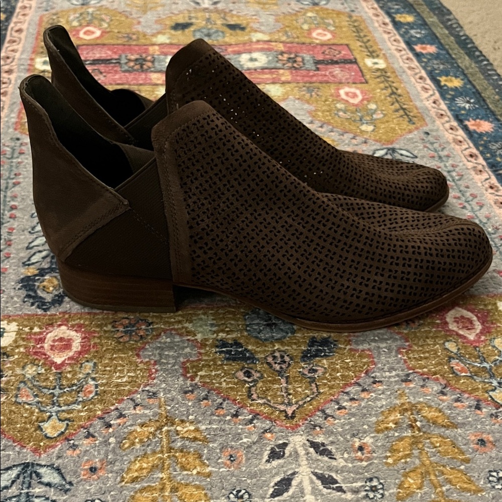 Vince Camuto Brown Perforated Suede Ankle Boots